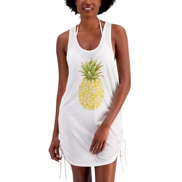 Miken Other - MIKEN Womens Size XS White Pineapple Print Beachwear‎ Summer Cover-Up NWT